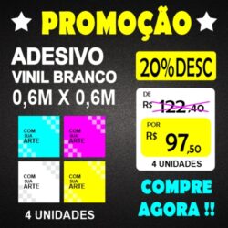 ADESIVO VINIL - 0,6M X 0,6M BRANCO FOSCO - 4 UNIDADES